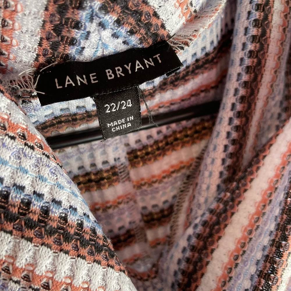 Lane Bryant White and Brown Cowl Neck Sweater - Picture 3 of 6